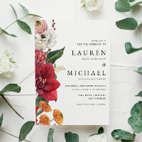 Autumn Florals with Red Amaryllis QR Code Wedding
