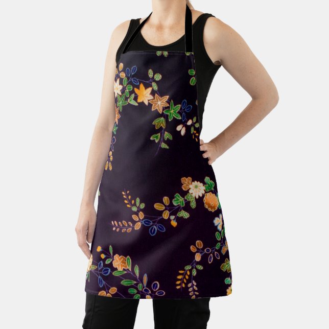 Autumn Flower and Leaf, Japanese Design Apron (Insitu)