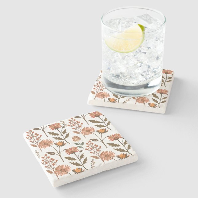 autumn flower arrangement stone coaster (Side)