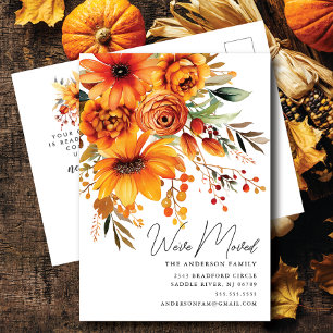 Autumn Flower Bouquet Moving Announcement Postcard