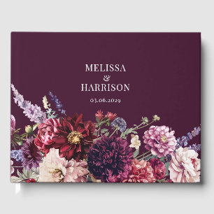 Autumn Flower Dahlia Dark Guest Book