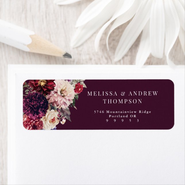 Autumn Flower Dahlia  Return Address Label (Insitu)