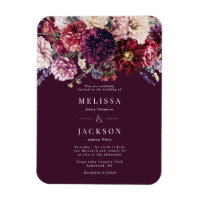Autumn Flower Dahlia Wedding Invitation Burgundy