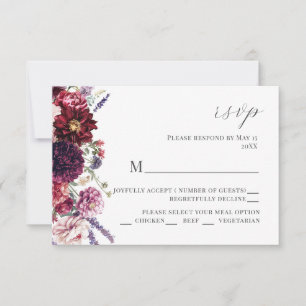 Autumn Flower Dahlia Wedding Invitation RSVP Card