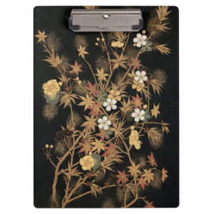 Autumn Flower & Tree 1884 Japanese Ornamental Art Clipboard