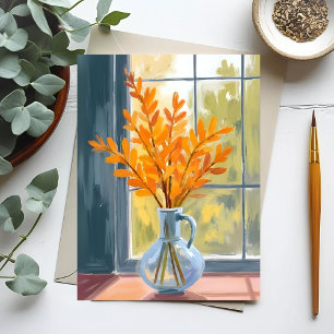Autumn Flower Vase Watercolor Postcard
