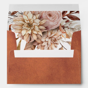 Autumn flowers and foliage terracotta fall wedding envelope