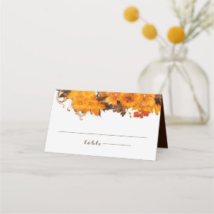 Autumn Flowers And Leaves Place Card