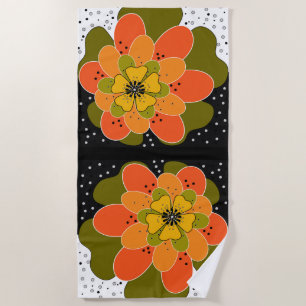 Autumn flowers, autumn, flower, illustration  beach towel