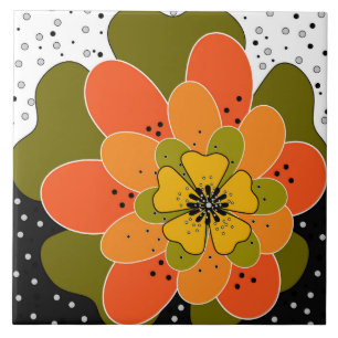 Autumn flowers, autumn, flower, illustration throw ceramic tile