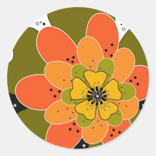 Autumn flowers, autumn, flower, illustration throw classic round sticker