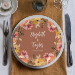Autumn Flowers Bridal Shower Terracotta Paper Plate<br><div class="desc">Elegant watercolor fall flowers and greenery on a terracotta,  these beautiful paper plates are perfect for any occasion. MATCHING items in our store.</div>