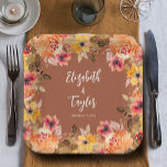 Autumn Flowers Bridal Shower Terracotta Paper Plate<br><div class="desc">Elegant watercolor fall flowers and greenery on a terracotta,  these beautiful paper plates are perfect for any occasion. MATCHING items in our store.</div>