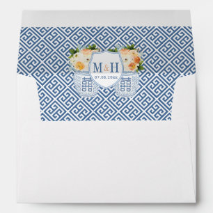Autumn Flowers Chinoiserie Wedding Monogram Envelope