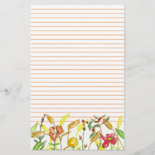 Autumn Flowers Cosmos Snapdragons Lined Stationery