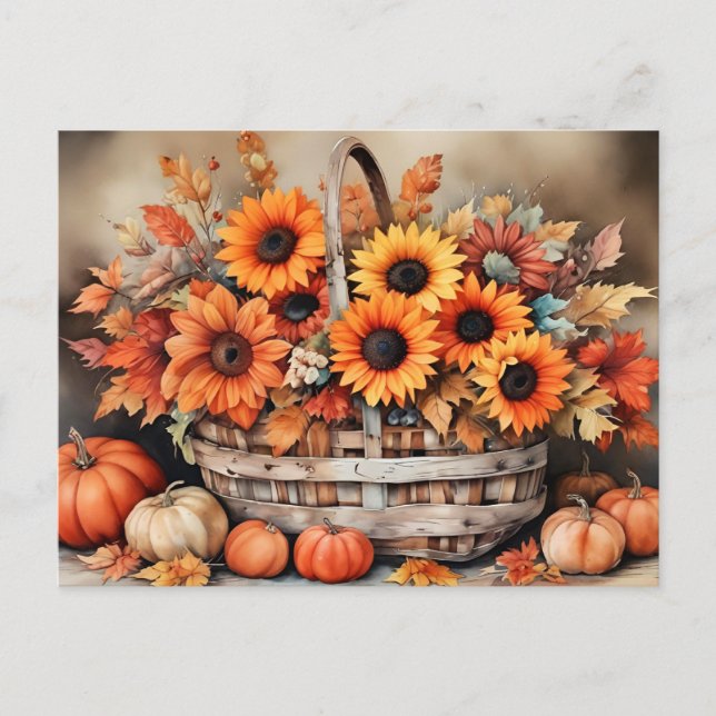 Autumn Flowers, fall colours, Postcard (Front)