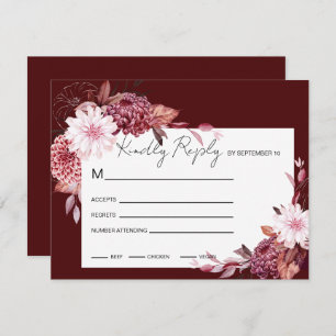 Autumn Flowers Frame   RSVP Card