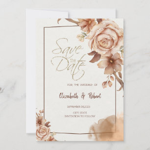 Autumn Flowers Frame Save The Date