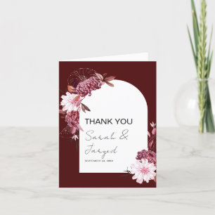Autumn Flowers Frame Thank You Card