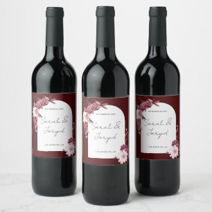 Autumn Flowers Frame Wine Label