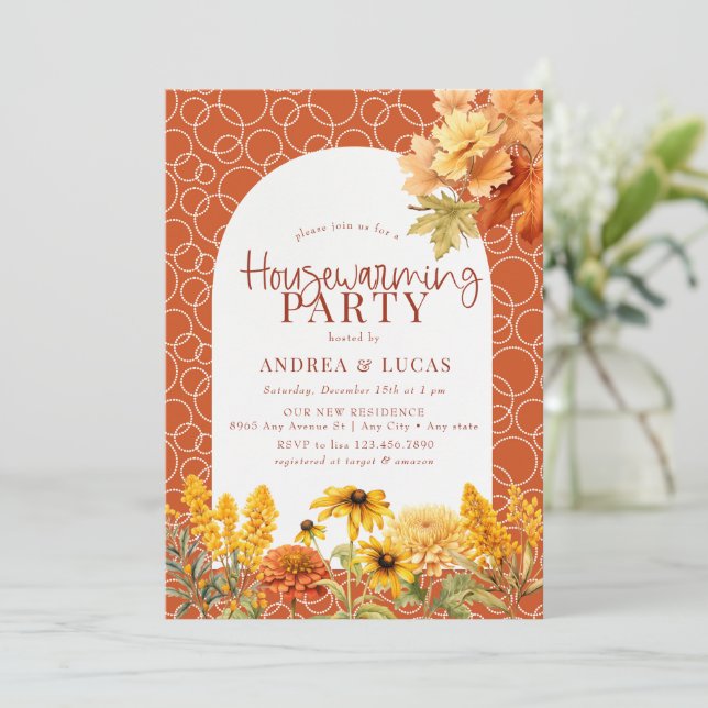 Autumn Flowers |  Housewarming  Invitation (Standing Front)