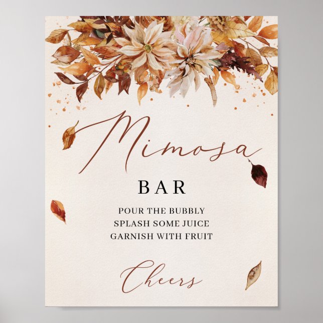 Autumn FLowers Orange Marigold Mimosa Bar Sign (Front)