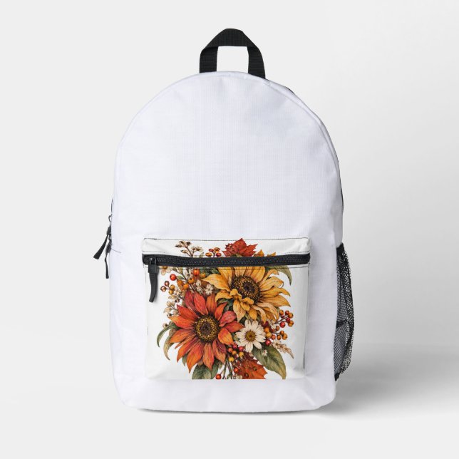 Autumn flowers printed backpack (Front)