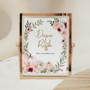 Autumn Flowers Pumpkin Baby Shower Diaper Raffle Poster