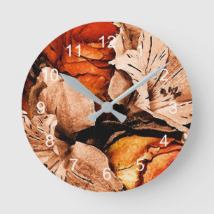 Autumn Flowers Round Clock