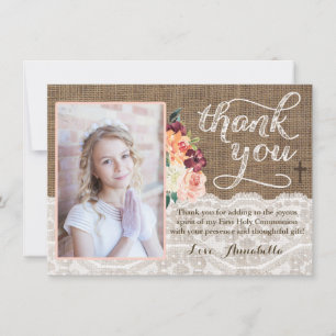 Autumn Flowers Rustic Religious Thank You Card