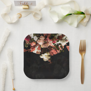 Autumn Flowers Stylized Print Paper Plate