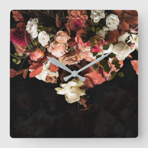 Autumn Flowers Stylized Print Wall Clock