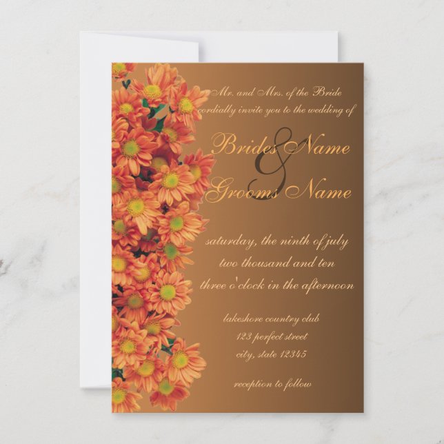 Autumn Flowers Wedding Invitation (Front)