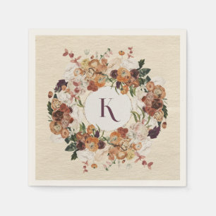 Autumn Flowers Wreath Personalised Napkin