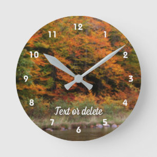Autumn Foliage Along River Orton Personalised Round Clock