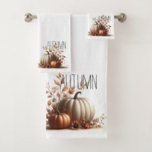 Autumn Foliage and Pumpkin Bath Towel Set