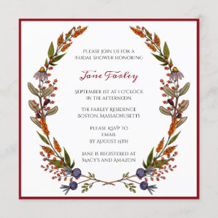 Autumn Foliage Bridal Shower Invitation