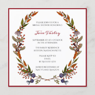 Autumn Foliage Bridal Shower Invitation