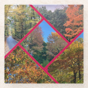 Autumn Foliage Collage Glass Coaster