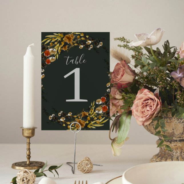 Autumn Foliage Dried Greenery Wreath Wedding Table Number (Creator Uploaded)