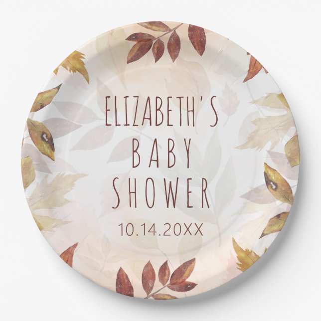 Autumn Foliage Fall Watercolor Autumn Paper Plate (Front)