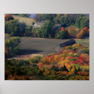 Autumn Foliage Fields Barn Nature Poster