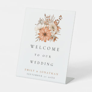 Autumn foliage florals Welcome to Wedding Pedestal Sign