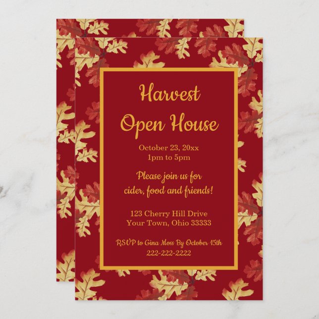Autumn Foliage Harvest Open House Invitation (Front/Back)