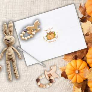 Autumn Foliage Pumpkin Fall Baby Shower Thank You Classic Round Sticker