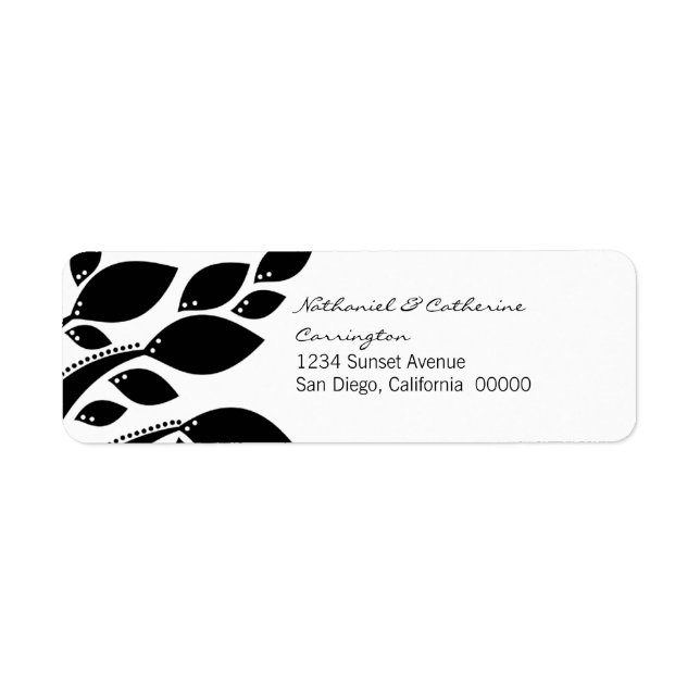 Autumn Foliage Return Address Labels, Black Label (Front)