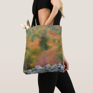 Autumn Foliage Stone Wall Nature Art  Tote Bag