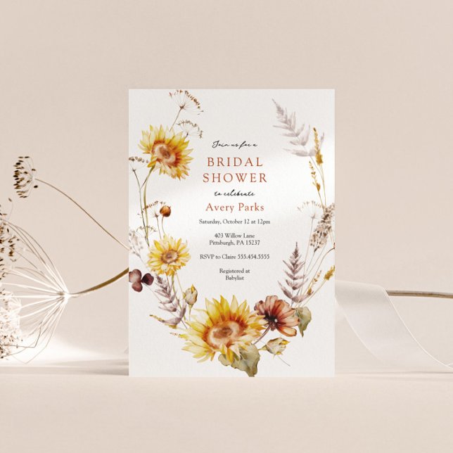 Autumn Foliage Sunflower Bridal Shower  Invitation (Creator Uploaded)