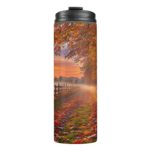autumn foliage sunset scenery tumbler