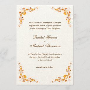Autumn Foliage Wedding Invitation 5 x 7 Card